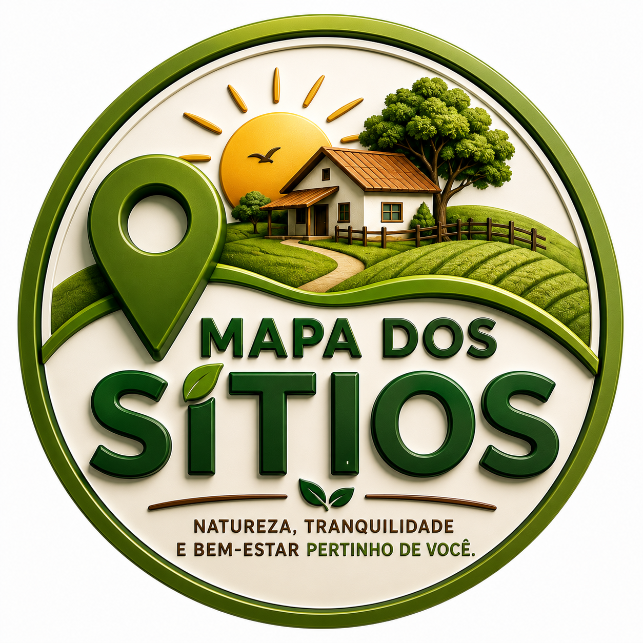mapadossitios Logotipo laranja com árvore florida e texto Guia dos Sítios